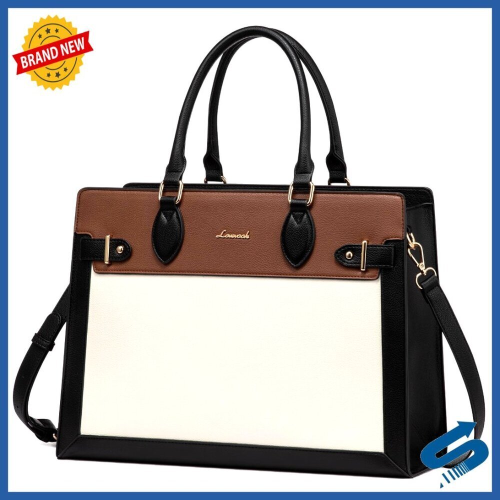 Professional Waterproof PU Leather Laptop Tote Bag for Women 15.6 Inch